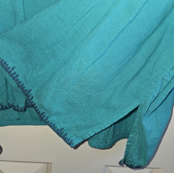 Johnny Was x Sundance Mila Embroidered Tunic Blouse Teal Blue Size Large EUC - Picture 6 of 14